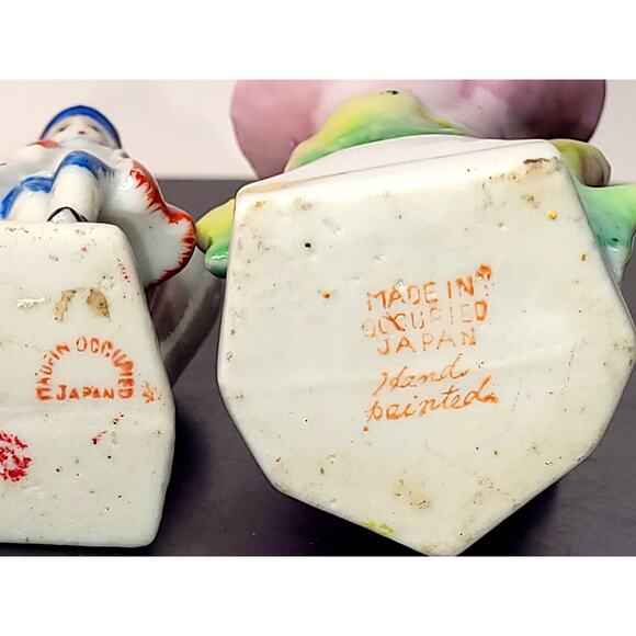 1940s Vintage Hand Painted Porcelain Dancing Vases Men Made in Occupied Japan - Picture 9 of 11